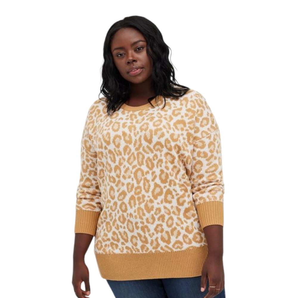 Torrid Tan White animal print sweater size 2